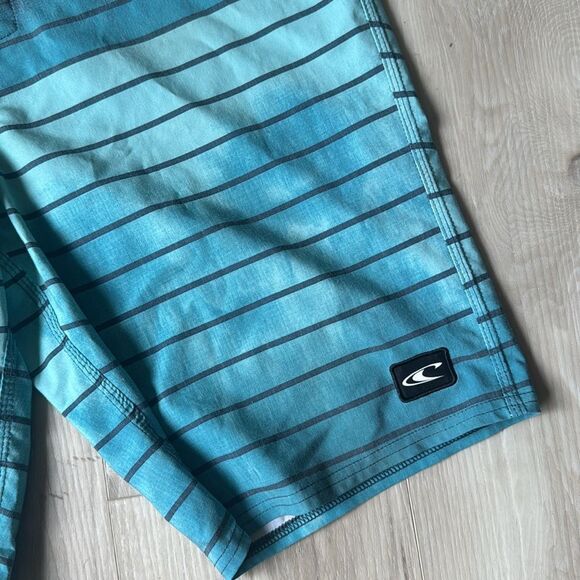 O’neill Blue Striped Swim Trunks Board Shorts Size 33 Medium - Picture 2 of 4